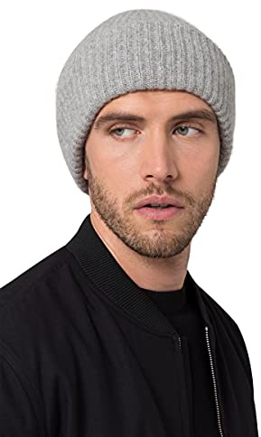 Style & Republic Herren Kaschmir Chunky Beanie – 100% Cashmere, Premium Strick Mütze mit 54 cm Bundumfang, 2-Fach umklappbar, ideal für kalte Tage, One-Size/Einheitsgröße