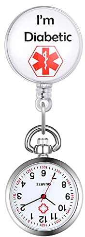 Avaner Krankenschwesteruhr Pflegeruhr mit medizinischem Zeichen FOB Analog Quarzwerk pulsuhr Ansteckuhr Unisex Silver Silikon Schwesternuhren mit Clip Set ausziehbar Arzt Doktor Medical Taschenuhr