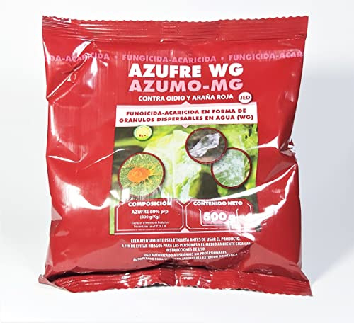 Azufre WG mojable 80% 500grs. Tratamiento acaricida para plantas y arboles hasta 250 litros. Azufre amarillo mojable para vía foliar