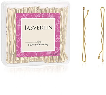 JASVERLIN Blonda Bobby Pins, guldhårnålar dekorativa premium säkra fasta grepp Bobbi-klämmor bulk för kvinnor långa tjocka hårtillbehör 5 cm 100 st