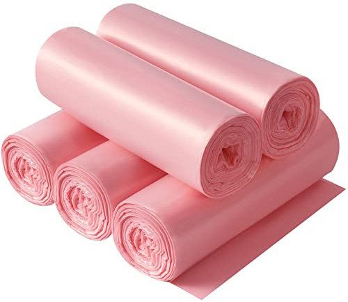 100 bolsas de basura pequeñas, bolsas de basura fuertes, bolsas de basura pequeñas para oficina, hogar, dormitorio, forro de basura (rosa, 100)