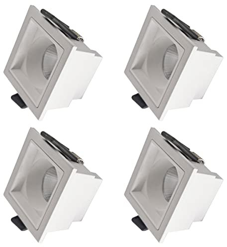 PAZWAHF 4 PCS LED-Einbaustrahler, quadratische COB-Einbaubeleuchtung, 20 ° Abstrahlwinkel, blendfrei, CRI90 + Deckenstrahler, inklusive Transformator