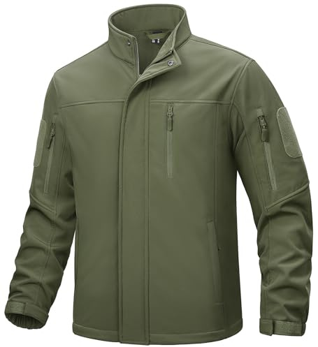 TACVASEN Herren Softshell Jacke Winddichte Warme Fleece Outdoorjacke Übergangsjacke mit Reißverschlusstasche