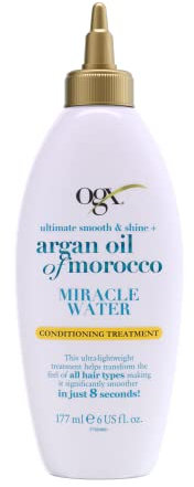 OGX Ultimate Smooth & Shine with Argan Oil of Morocco Miracle Water Conditioning Treatment, with Vitamin B5, Makes Hair Smoother in Just 8 Seconds, 177ml
