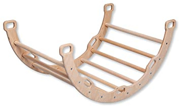 Kidodido Kletterbogen | Montessori Kletterbogen | Bogen mit Kissen | Bogenwippe für Kinder | Unisex Kleinkind Kletter Bogen | Holz Baby Spielbogen