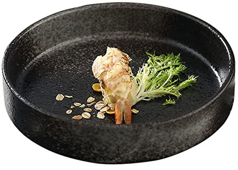 BOSUGE Plato Hondo Grande de cerámica. Tazón de Pasta apilable Negro, ensaladera de Cocina, Apto para microondas y Horno.-10 Pulgadas