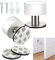 Fleymu 2Pcs Tope De Puerta De Acero Inoxidable Para Montaje En El Suelo Y Pared, Adhesivos, 4 x 4,2 cm, Para Protección De Muebles, Paredes Y Puertas (Blanco)