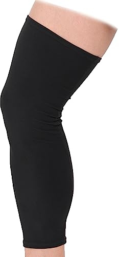 DOUKOM Knee Brace Undersleeve, Protective Leg Sleeve Liner for Sensitive Skin Chafing Prevention, Comfort Tapered Compression Shield for Post-Surgery Recovery, Fits Men Women, Black (L)