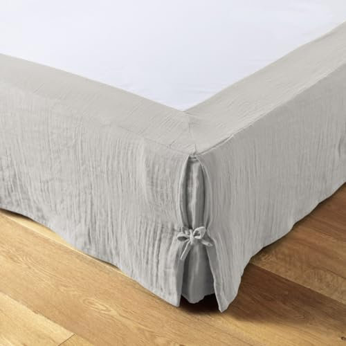 AltoBuy OUREA - Cache-Sommier à Nouettes 140x190cm Gaze de Coton Nuage