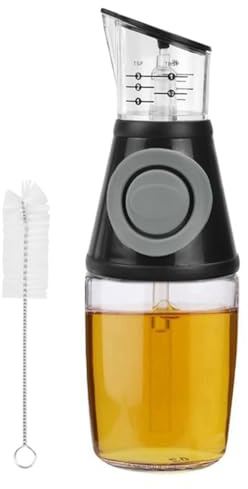 LAUGHERER Flacone Dispenser Olio con Pompa Dosatrice e Misurino da 250 Ml con Spazzolino per la Pulizia