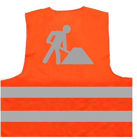 Baustelle Bauarbeiter Verkleidung Kostüm Karneval Fasching Warnweste BZW. Signalweste mit reflektierendem Aufdruck ID: 1076