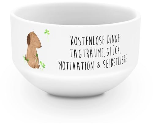 Mr. & Mrs. Panda Müslischüssel Hund Kleeblatt - Geschenk, Sprüche, salatschälchen, Glück, Selbstliebe, Müslischale, Müsli Schalen, Schale, Liebe, dessertschale, Gratis