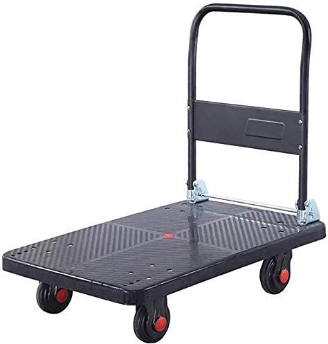 CCYENG Lagerregal, zusammenklappbar, Kleiner Plattformwagen, Kleiner Kunststoff-Plattformwagen, 4-Rad-Schalldämpfer, ergonomisch geformter Handlauf, große Tragfähigke