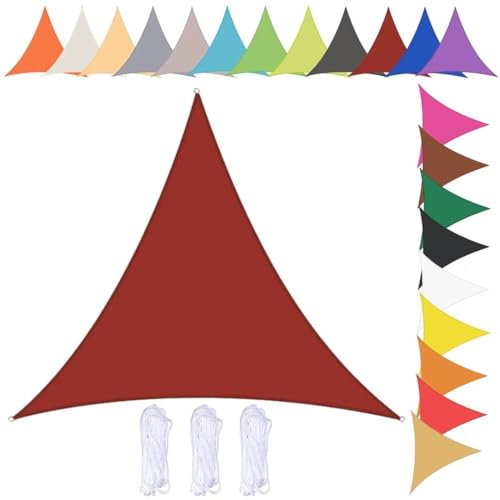 nvdsivee Vela Ombreggiante Impermeabile Triangolare Tenda da Sole per Esterno Telo Ombreggiante con Occhielli e Corda 90% UV Protezione Vela Parasole per Giardino Vino Rosso 4x4x4m