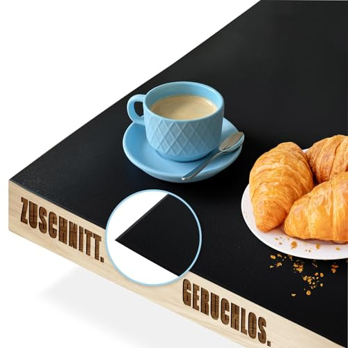 KARAT Farbige Tischfolie mit abgeschrägter Kante - Tischdecke nach Maß, Farbe & Größe wählbar - Folie, Schutzfolie, Tischschutz (Empire, Schwarz, B:90 x L:180 cm)
