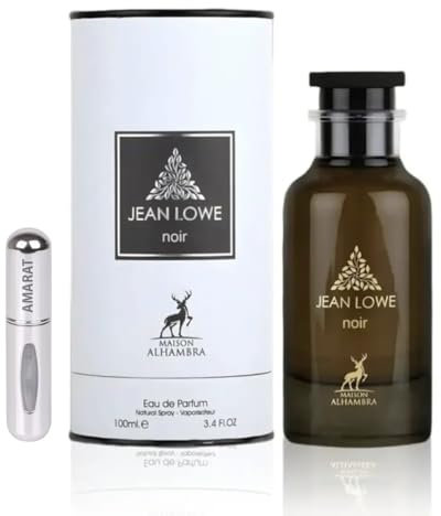 Perfume Jean Lowe Noir 100ml, Perfume Árabe de Larga Duración, Eau da Parfum Importado desde Dubái, Fragancia Intensa y Elegante para Hombre, Incluye Atomizador Recargable 5ML (Noir)