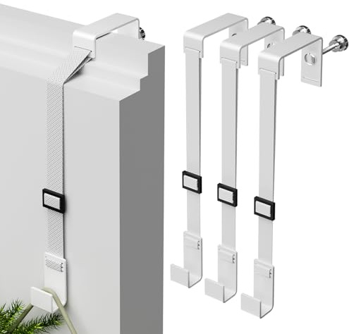 ytorgr Kranzaufhänger für Haustür, Türkranz, Girlande, Haken, Metallkranzhalter, verstellbar, über der Tür, Weiß, 3 Stück