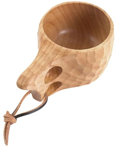 Generisch Holzbecher - 200 ml nordischer Stil tragbarer Trinkbecher mit Leder -Lanyard - Holzbecher traditioneller Kaffeetasse Traditionelle Kaffeetasse