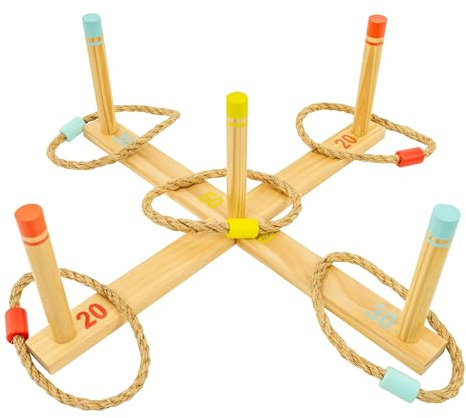 TP Toys Wooden Ring Toss Game FSC Outdoor Fairground Game for Kids Ages 3+ Fun 2-4+ Player Classic Ring Toss Game for Indoor or Outdoor Play