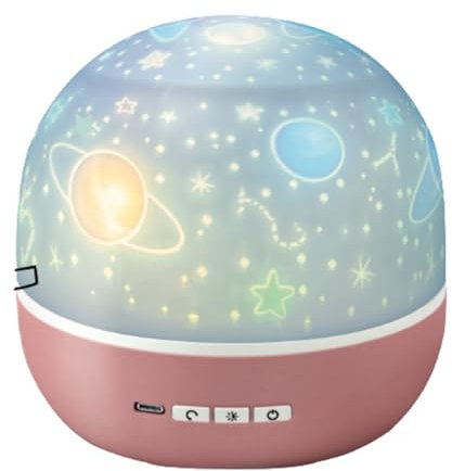 BEPER Proyector de Estrellas para Niños, Luz Nocturna de Cúpula LED, Proyección Temática de Espacio y Animales, Rotación Automática, Cable USB incluido