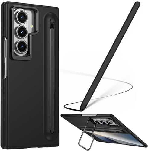 Hülle für Galaxy Z Fold7 mit Stylus-Stift, Fold 7 Cover mit Ständer und S-Pen-Steckplatz, Displayschutzhülle für Samsung Galaxy Z Fold7 mit Klappständer-Schwarz