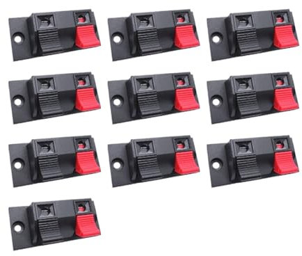 10 PCS Plastic 2/4 Positions Connector Terminal Push In Jack Spring Load Audio Speaker Terminals Breadboard Amplifier Test Clip(2 Positions large)