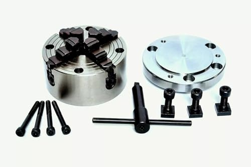 Amz457 Drehfutter, 4 Backen, 100 mm, Frontmontage mit passender Rückplatte