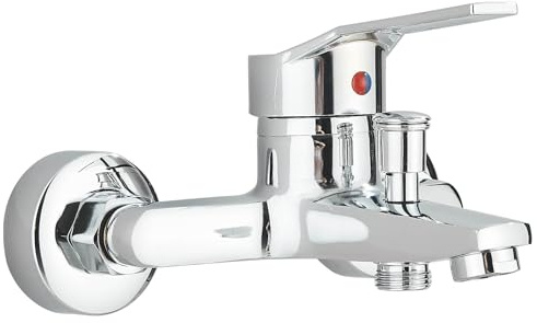 Badewannenarmatur Einhebelmischer Dusche Wandmontage Wannenarmatur Heiß und Kalt Wasserhahn Badewanne mit Montagezubehör,Badewanne Armatur Chrom