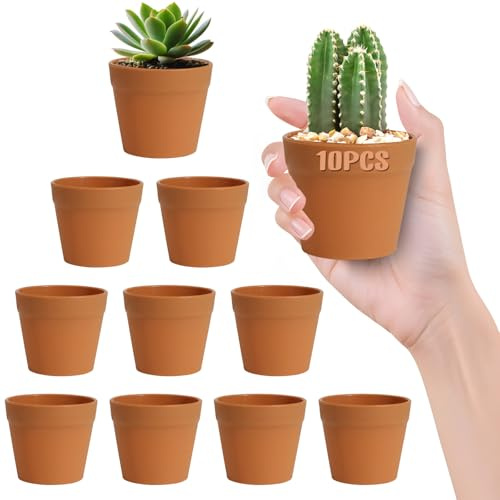 HIGA-JKL 10 Piezas Macetas de Plástico para Plantas 7CM Mini Macetas Resistente a Romperes Plásticas Macetas Gruesas de Flores Plástico Mini Maceta Blanca Anti Cerámica para Suculentas - Color