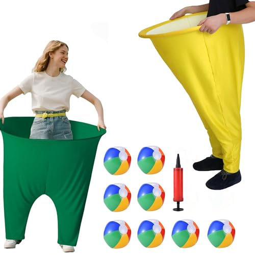 Granny Pants Yard Game Set, Granny Pants Game With 2 pants, 8 Throwing Bouncy Balls and 1 Pump, Funny Family games；party games adult； Garden Toys for Outdoor, Birthday Party, sports day，Family Reu (2)
