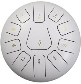 12 Zoll Stahl Tongue Drum mit 11 Noten in C-Key Handpan Percussion Instrument für Musik Edun Konzerte Yoga - Inklusive Notenbuchtasche und Schlägel (Weiß)
