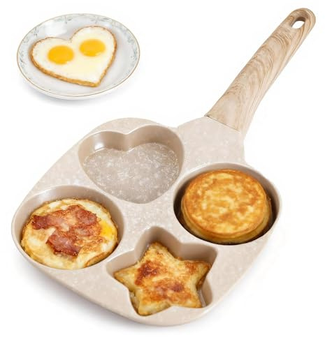 RAINBEAN Egg Frying Pan, 4 Cups Non Stick Frying Pan with Heat Resistant Handle Quick Cooking Easy Clean All Stovetops Compatible Home Breakfast Pan