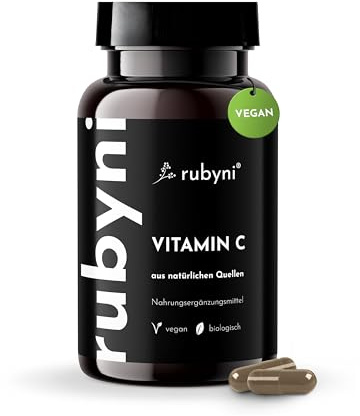 rubyni Vitamin C - Aus Bio-Acerola und Bio-Amla - 180 Kapseln - Natürlich | 425mg Vitamin C pro Tagesdosis - 100% Bio, vegan, gluten- & laktosefrei - Ohne Zusätze, hohe Bioverfügbarkeit