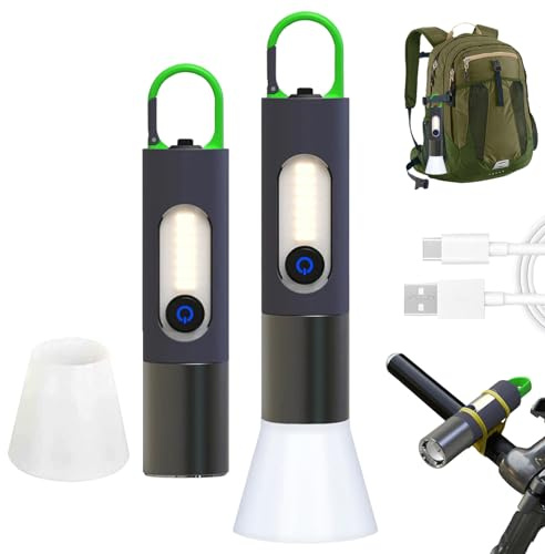 Hperu Lampe de poche LED Zoomable, Rechargeable, haute luminosité, avec abat-jour, torche de Camping Super lumineuse pour usage extérieur, 2 pièces