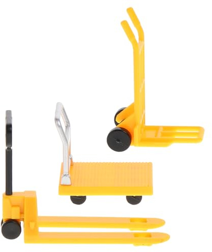 NOLITOY Mini Chariot Élévateur Jouet et Mini Chariot à Main pour Garçon et Filles, Petite Taille, en Plastique Jaune Sécurisé, Jeu Éducatif de Modèle de Chantier, pour Développement