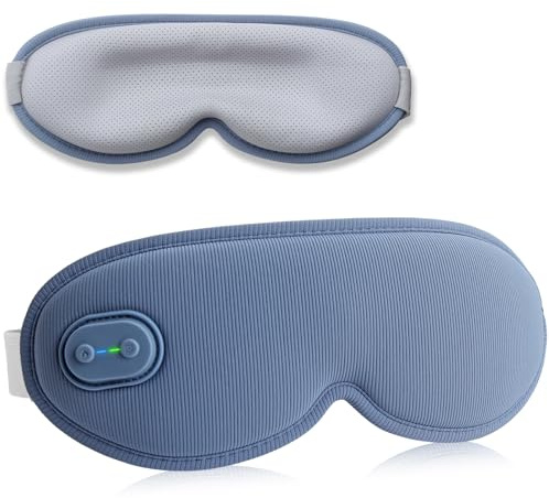 VINTEAM Kabellose Wärmebrille mit Akku – 3D Augenmaske für Trockene Augen, Entspannung und Linderung von Augenbelastung – Verstellbar, Komfortabel und Wiederaufladbar- Blau