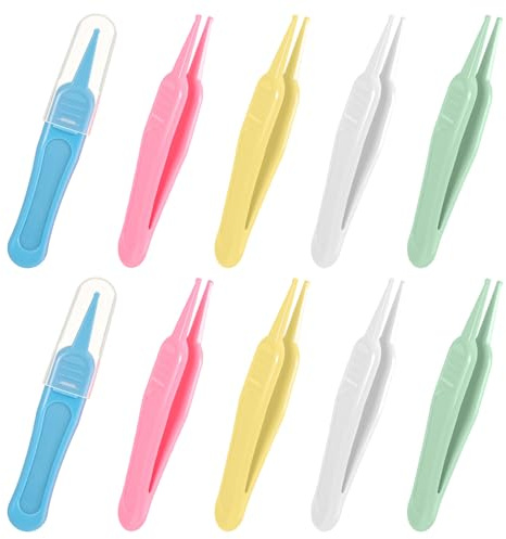 10 raccoglitori per naso in plastica con punte rotonde in plastica, pinzette antiscivolo per la pulizia del naso, pinzette portatili igieniche per la pulizia della cavità nasale, orecchie, naso e