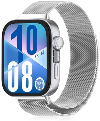 YealRed metallarmband för Huawei Watch Fit 5 Pro/4 Pro/5/4/3, ventilerande nätarmband med magnetspänne, män och kvinnor, klockarmband kompatibelt med Huawei Watch Fit 5 Pro/4 Pro/5/4/3 (silver)