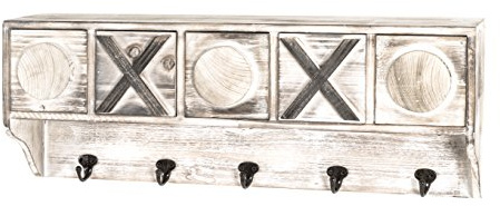 HAKU Wandgarderobe, Vintage, Massivholz - Maße: B 65 x H 25 x T 15 cm, Style: Industrial