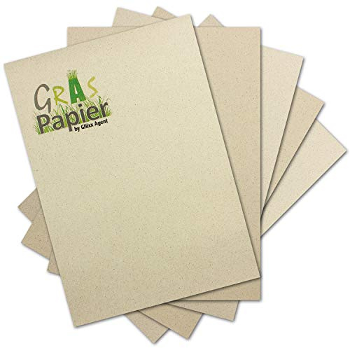 200x ÖKO Briefpapier aus Graspapier DIN A4 - Recycling Papier 120 g/m² - Umwelt Bastelpapier für Einladungen oder Menükarte - Glüxx Agent