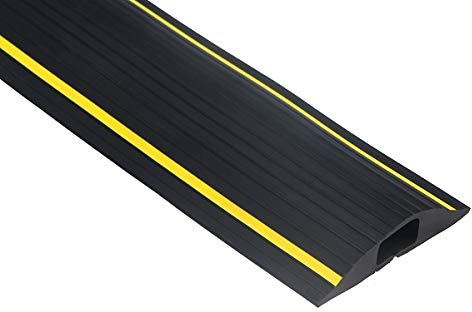 The Ramp People 4m Floor Cable Protector (Channel 15mm x 5mm) | Black & Yellow Rubber Pedestrian Cable Management Ramp Cable Tidy