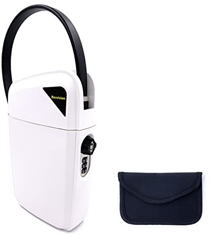 Bosvision cassaforte portatile, scatola chiave, scatola di sicurezza (lucchetto a combinazione e chiavi) con borsa Anti RIFD (borsa Faraday) per chiave auto senza contatto (keyless go)