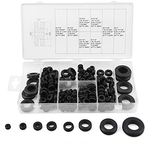 Arandelas de Goma, ojal de goma 180 piezas arandela anillo alambre junta eléctrica sellado surtido pasacables electrico pasamuros arandelas para cables autos motocicletas conjunto anillos conductor