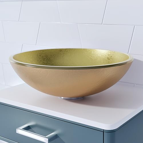 Home Supplies Modern Design Bathroom Counter Top Wash Basin Sink, Glass Bowl Cloakroom Basin for Vanity Cabinet Toilets and Bathrooms 42x14x42cm WxHxL