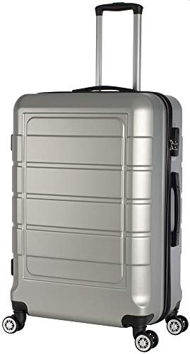 Cahoon - Hartschalen-Koffer Trolley Handgepäck Reisekoffer Kofferset 4 Rollen M-L-XL-Set 201 (Silber, Großer Koffer)