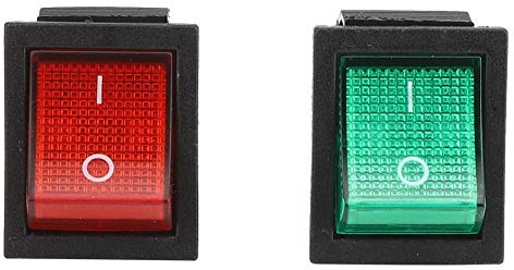 Interrupteur à bascule, 5PCs 16A 120-250v Interrupteur de commande à 4 broches avec accessoire de contrôle industriel de lumière rouge 31 x 25 mm, interrupteur à bascule