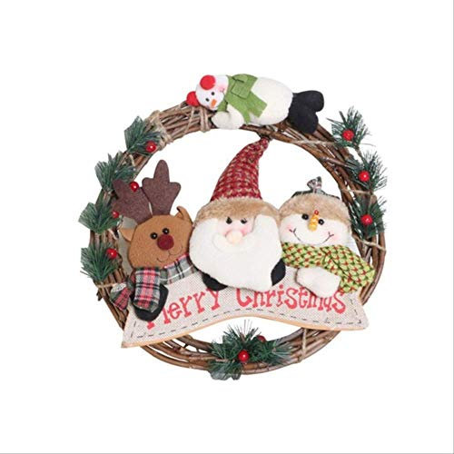 Vimmor 1pcs1 Stück Kunsthandwerk Weihnachten/Alter Mann/Schneemann/Hirsch Ring Weihnachtspuppen Vier Puppen Handgemachte Girlande Simulationsgirlande Fluoreszenzgelb