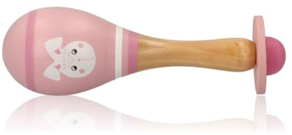 AdamToys Maraca Kaninchen Rassel Babyspielzeug Holzspielzeug Musikinstrument Kinderrassel