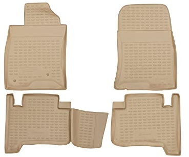 Element anpassad golvmatta i gummi kompatibel med Toyota Land Cruiser Prado 2003-2009 (beige)