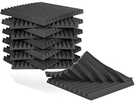 12 Stück Akustikschaumstoffplatte Schallabsorber Akustikschaumstoff Platten Schall Dämmung Noppenschaumstoff für Tonstudio Büro schaumstoffplatte (Schwarz)